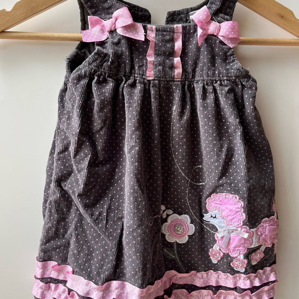 Nannette Gray Dress with Pink Bow Accents